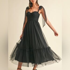 Elegant Black Polka Dot Dress